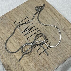 Necklace Bow knot ribbon pendant gift silver color